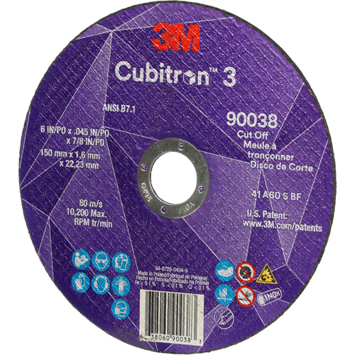Cubitron 3 Cut-Off Wheel, 6" x 0.045", Type T27, Ceramic, 10200 RPM Les Fournitures Industrielles Méga