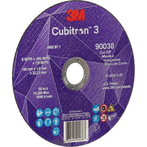 Cubitron 3 Cut-Off Wheel, 6" x 0.045", Type T27, Ceramic, 10200 RPM Les Fournitures Industrielles Méga
