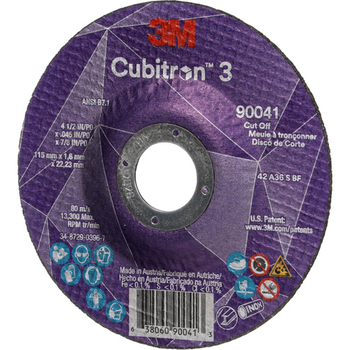 Cubitron 3 Cut-Off Wheel, 4-1/2" x 0.045", 7/8" Arbor, Type T27, Ceramic, 13300 RPM Les Fournitures Industrielles Méga