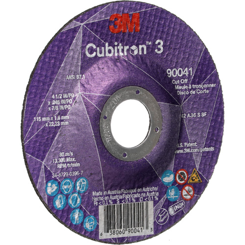 Cubitron 3 Cut-Off Wheel, 4-1/2" x 0.045", 7/8" Arbor, Type T27, Ceramic, 13300 RPM Les Fournitures Industrielles Méga