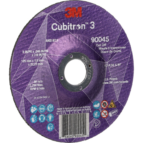 Cubitron 3 Cut-Off Wheel, 5" x 0.045", 7/8" Arbor, Type T27, Ceramic, 12250 RPM Les Fournitures Industrielles Méga