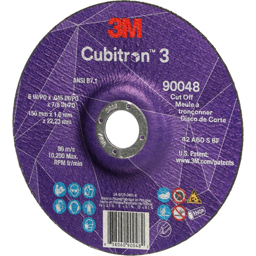 Meule &agrave; tronçonner Cubitron 3, 6" x 0,045", Arbre de 7/8", Type T27, C&eacute;ramique, 10 200 Tr/min Les Fournitures Industrielles Méga