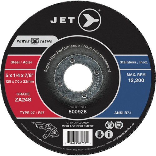 Power-Xtreme ZA24S Grinding Wheel, 4-1/2" x 1/4", 7/8" Arbor, Type 27 Les Fournitures Industrielles Méga