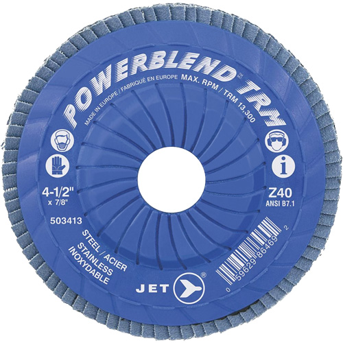 Disque &agrave; lamelles ajustables TRM Powerblend, 4-1/2" x 7/8", Type 29, Grain Z40, Zirconium Les Fournitures Industrielles Méga