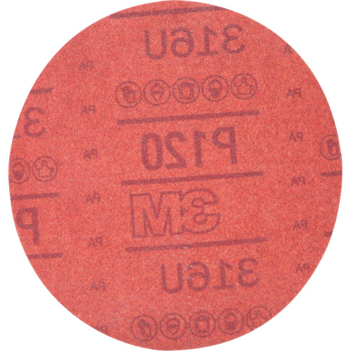 Hookit Red Abrasive Disc 316U, 01224, 6" Dia., P120 Grit, Aluminum Oxide, A Les Fournitures Industrielles Méga