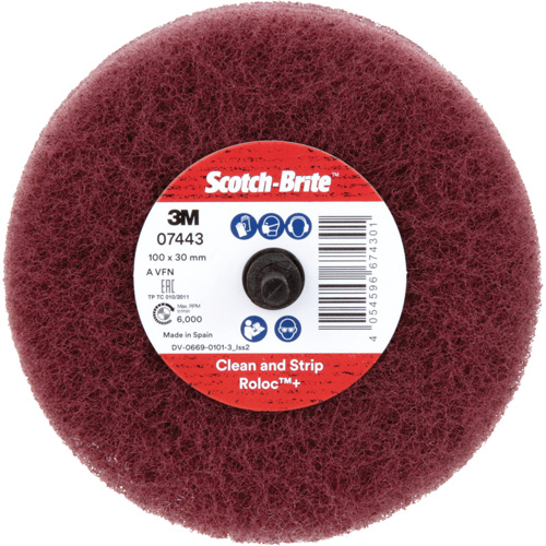 Roue de ponçage &agrave; usage g&eacute;n&eacute;ral Scotch-Brite Roloc Plus, 4" dia. Les Fournitures Industrielles Méga