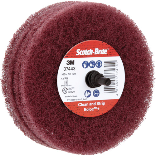 Roue de ponçage &agrave; usage g&eacute;n&eacute;ral Scotch-Brite Roloc Plus, 4" dia. Les Fournitures Industrielles Méga