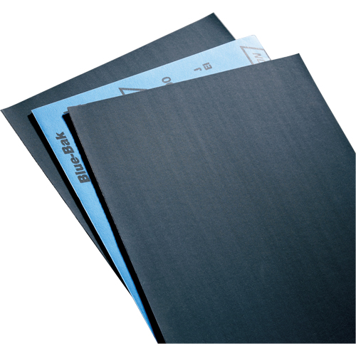 Papier abrasif en feuilles de papier - Feuilles de 9" x 11" &agrave; l'&eacute;preuve de l'eau Blue-Bak T414, 9" x 11", Grain 220, Carbure de silicium Les Fournitures Industrielles Méga