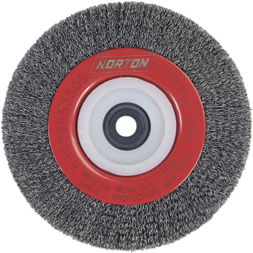Crimped Bench Wheel, 6" Dia., 0.014" Fill, 1/2"-2 Arbor Les Fournitures Industrielles Méga