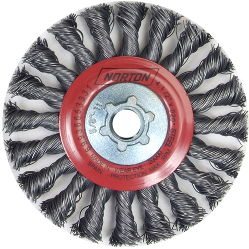 Full Cable Twist Wire Wheel, 4" Dia., 0.02" Fill, 5/8"-11 Arbor, Steel Les Fournitures Industrielles Méga