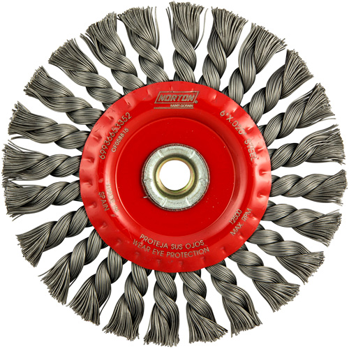 Full Cable Twist Wire Wheel, 6" Dia., 0.023" Fill, 5/8"-11 Arbor, Steel Les Fournitures Industrielles Méga