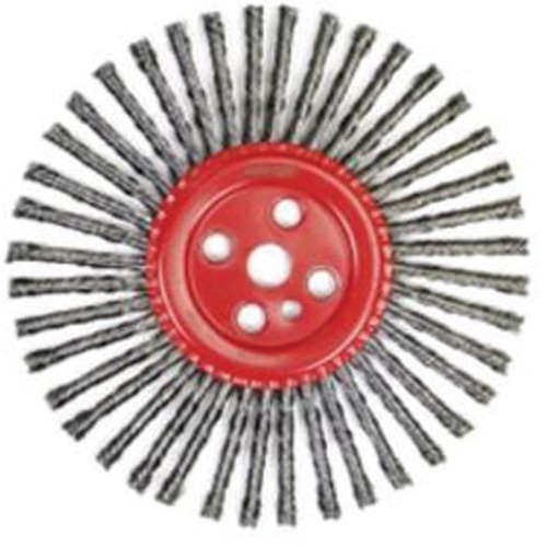 Brosse &agrave; fils nou&eacute;s pour cordons de soudure, Dia. 12", Fils 0,035", Arbre 1", Acier Les Fournitures Industrielles Méga