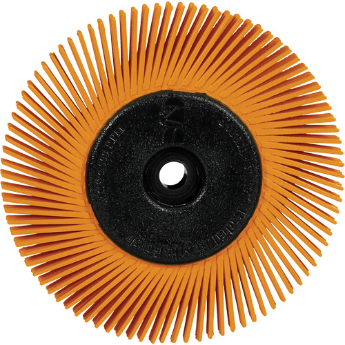 Brosse radiale en soies de pr&eacute;cision type A PN-RB avec adaptateur Scotch-Brite , C&eacute;ramique, Grain 80+, 6" dia. Les Fournitures Industrielles Méga
