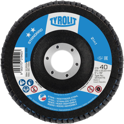 2-in-1 Flap Disc, 4-1/2" x 22.5 mm, Type 27A, 60 Grit, Ceramic Alumina Les Fournitures Industrielles Méga