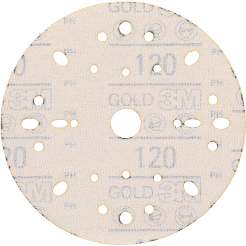 Disque abrasif dor&eacute; Hookit, dia 6", Grain 120, Oxyde d'aluminium, Poids C Les Fournitures Industrielles Méga