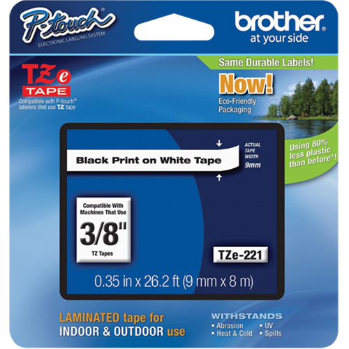 Tze Tape Cartridges, 9 mm x 314.96" or 8 m, Black on White Les Fournitures Industrielles Méga