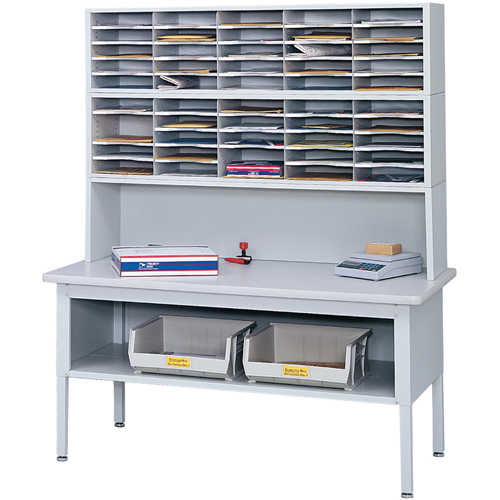 E-z Sort&reg; Mailroom Furniture-sorting Tables With Shelf-base Table With Shelf, 60" W x 28" D x 36" H, Laminate Les Fournitures Industrielles Méga
