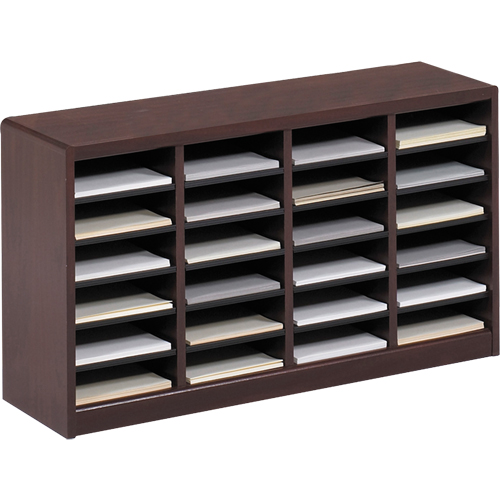 E-Z Stor&reg; Literature Organizer, Stationary, 24 Slots, Wood, 40" W x 11-3/4" D x 23" H Les Fournitures Industrielles Méga