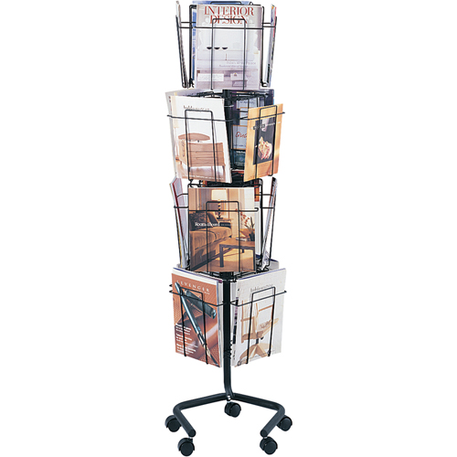Pr&eacute;sentoirs pivotants pour documentation, Rotatif, 16 fentes, Fil m&eacute;tallique, 15" la x 15" p x 60" h Les Fournitures Industrielles Méga