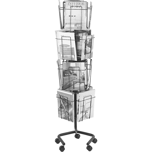 Pr&eacute;sentoirs pivotants pour documentation, Rotatif, 16 fentes, Fil m&eacute;tallique, 15" la x 15" p x 60" h Les Fournitures Industrielles Méga