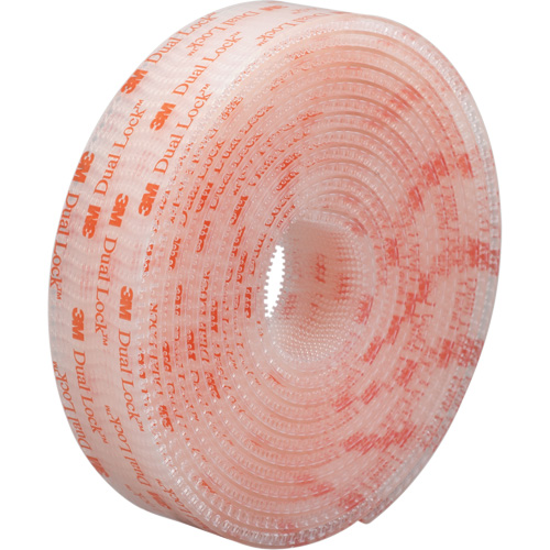 Dual Lock Reclosable Fastener, Self-Mating, 50 yds x 1/2", Adhesive, Clear Les Fournitures Industrielles Méga
