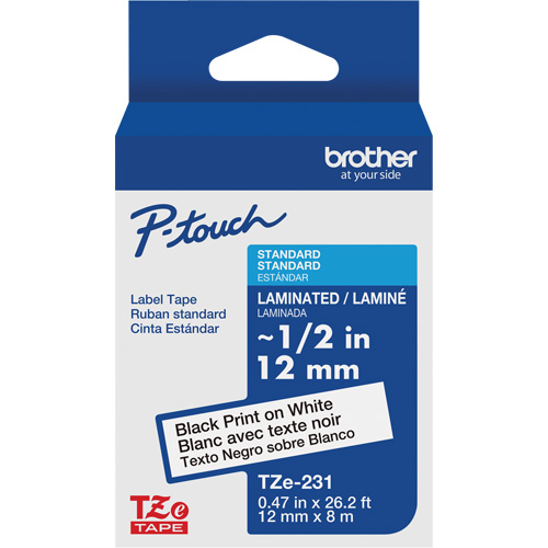 Tze Tape Cartridges, 12 mm x 26-1/4', Black on White Les Fournitures Industrielles Méga