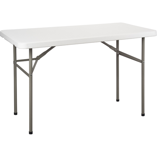 Folding Table, Rectangular, 48" L x 24" W, Polyethylene, White Les Fournitures Industrielles Méga