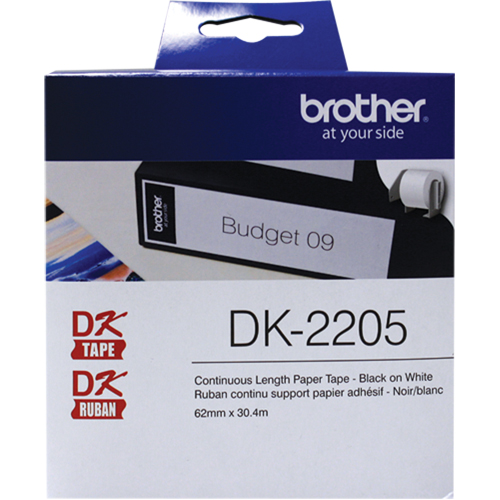 DK Series Continuous Length Label Tape, Paper, Black on White, 2-1/2" Width Les Fournitures Industrielles Méga