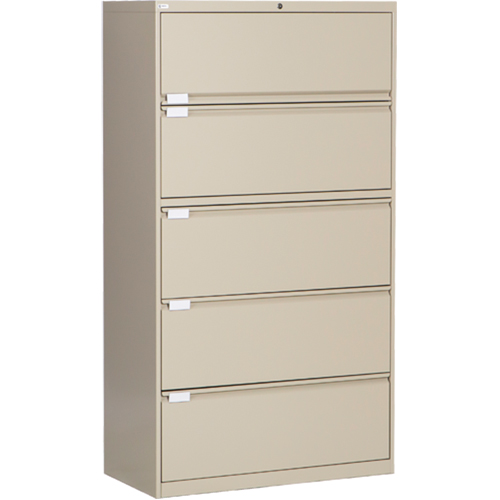 Classeur lat&eacute;ral, Acier, 5 tiroirs, 36" la x 18" p x 65-1/2" h, Beige Les Fournitures Industrielles Méga