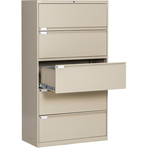 Classeur lat&eacute;ral, Acier, 5 tiroirs, 36" la x 18" p x 65-1/2" h, Beige Les Fournitures Industrielles Méga