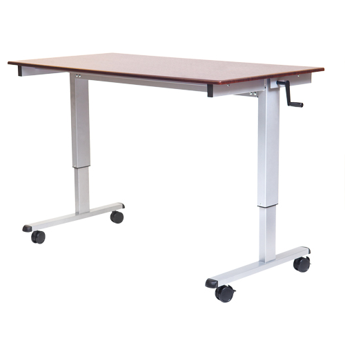 Adjustable Stand-Up Workstations, Stand-Alone Desk, 48-1/2" H x 48" W x 32-1/2" D, Walnut Les Fournitures Industrielles Méga