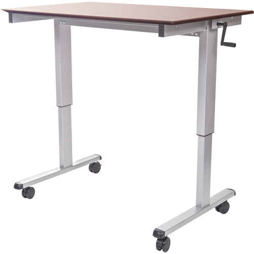 Postes de travail ajustables pour travail assis et debout , , 48-1/2" h x 59" la x 29-1/2" p, Noyer Les Fournitures Industrielles Méga
