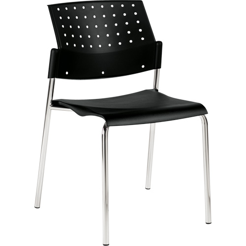 Chaise sans accoudoirs empilables, Plastique, Hauteur 33", Capacit&eacute; 300 lb, Noir Les Fournitures Industrielles Méga