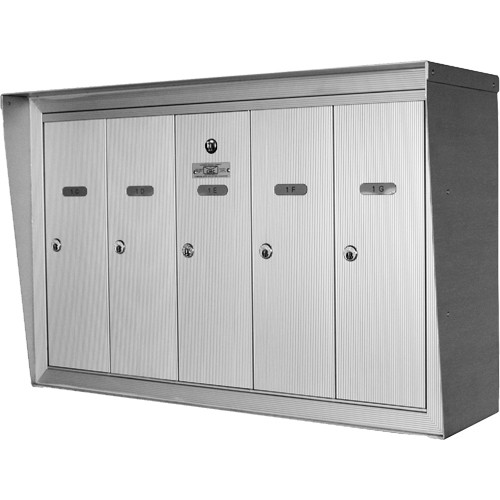 Boîtes aux lettres plateforme unique, Fixation Mural, 16" x 5-1/2", 5 portes, Aluminium Les Fournitures Industrielles Méga