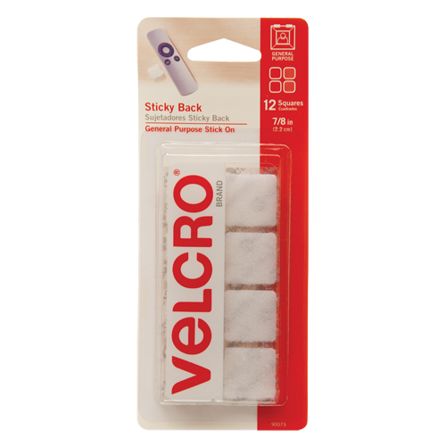 Fastener Squares, Hook & Loop, 7/8" Dia., Adhesive, White Les Fournitures Industrielles Méga