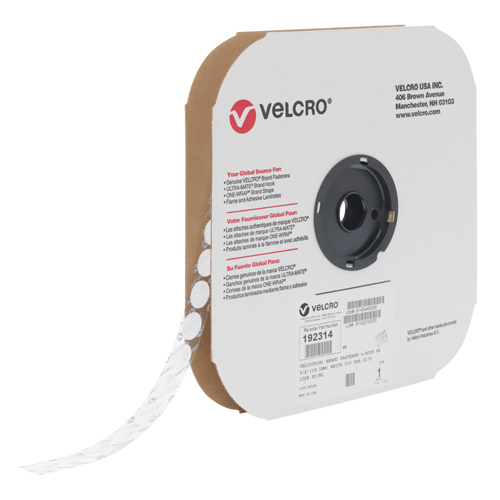 Attache Velcoin, Crochet, 3/4" dia., Adh&eacute;sif, Blanc Les Fournitures Industrielles Méga
