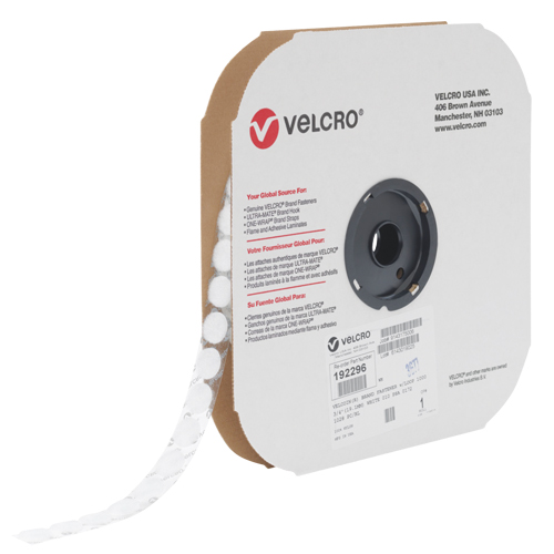 Velcoin&reg; Fastener, Loop, 3/4" Dia., Adhesive, White Les Fournitures Industrielles Méga