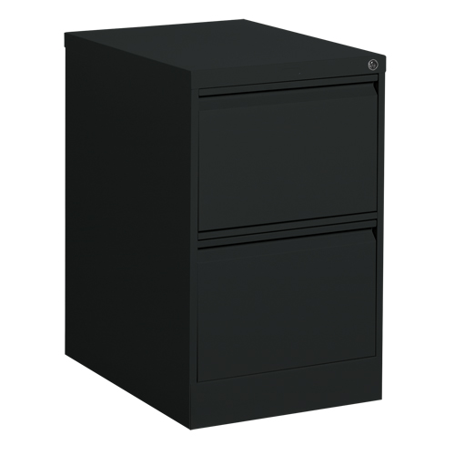 Vertical Filing Cabinet, Steel, 2 Drawers, 18-1/7" W x 25" D x 29" H, Black Les Fournitures Industrielles Méga