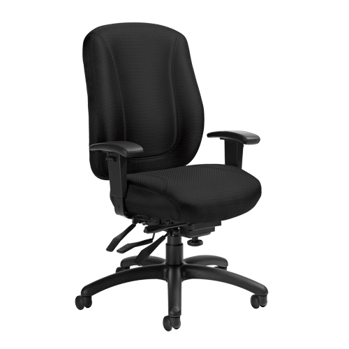 Chaise Overtime &agrave; dos &eacute;lev&eacute;, Tissu, Noir, Capacit&eacute; 300 lb Les Fournitures Industrielles Méga