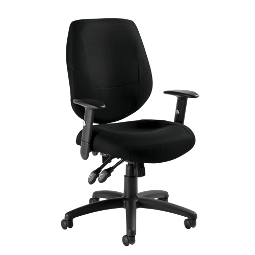 Chaise d'op&eacute;rateur Six 31, Tissu, Noir, Capacit&eacute; 250 lb Les Fournitures Industrielles Méga