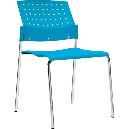 Chaises sans accoudoirs empilables, Plastique, Hauteur 33", Capacit&eacute; 300 lb, Bleu Les Fournitures Industrielles Méga