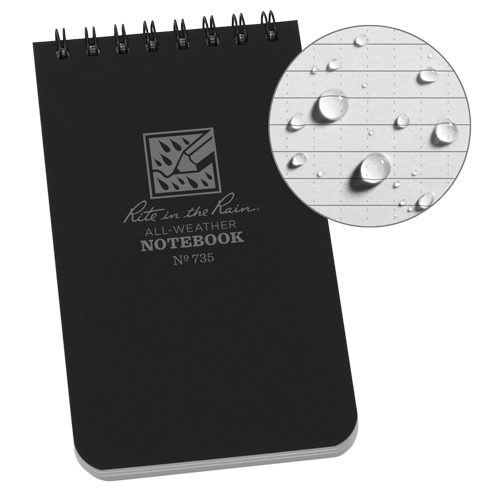 Pocket Top-Spiral Notebook, Soft Cover, Black, 100 Pages, 3" W x 5" L Les Fournitures Industrielles Méga
