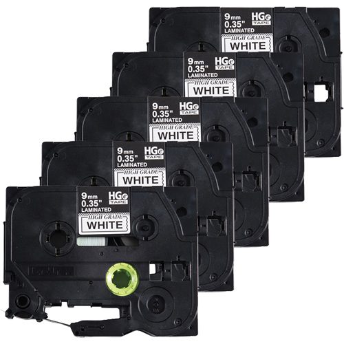 Laminated Tape, 9 mm x 8 m, Black on White Les Fournitures Industrielles Méga