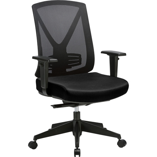 Chaise ajustable de premi&egrave;re qualit&eacute; &agrave; basculement synchronis&eacute; s&eacute;rie Activ, Tissu/Mailles, Noir, Capacit&eacute; 275 lb Les Fournitures Industrielles Méga
