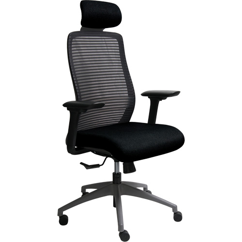 Chaise de bureau ajustable s&eacute;rie Era avec appui-t&ecirc;te, Tissu/Mailles, Noir, Capacit&eacute; 275 lb Les Fournitures Industrielles Méga