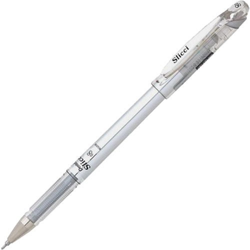 Stylo gel m&eacute;tallique Slicci, Argent, 0,8 mm Les Fournitures Industrielles Méga