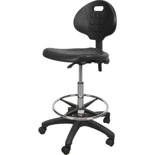 Tabouret robuste et ergonomique, Mobile, Ajustable, 39" - 48", Polyur&eacute;thane Si&egrave;ge, Noir Les Fournitures Industrielles Méga