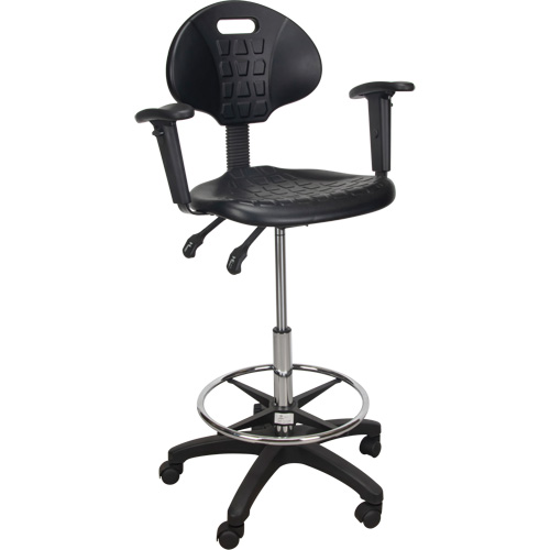 Tabouret ergonomique robuste avec accoudoirs r&eacute;glables et roulettes en nylon, Mobile, Ajustable Hauteur, Capacit&eacute; 250 lb Les Fournitures Industrielles Méga