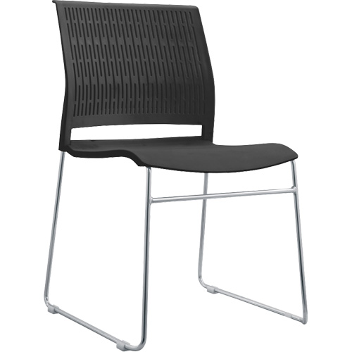 Chaises empilables, Polypropyl&egrave;ne, Hauteur 32-3/8", Capacit&eacute; 250 lb, Noir Les Fournitures Industrielles Méga