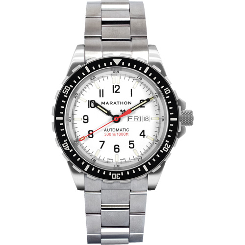Tr&egrave;s grande montre automatique &eacute;dition arctique avec jour/date avec bracelet en acier inoxydable, Num&eacute;rique, &agrave; piles, 46 mm, Argent Les Fournitures Industrielles Méga